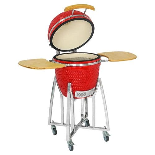 Kamado CL-18 Profi Keramik Grill Rot, Grilldurchmesser 45,7cm, Grillrostdurchmesser 38,5cm, BBQ Grillei Holzkohlegrill Grill Keramikgrill